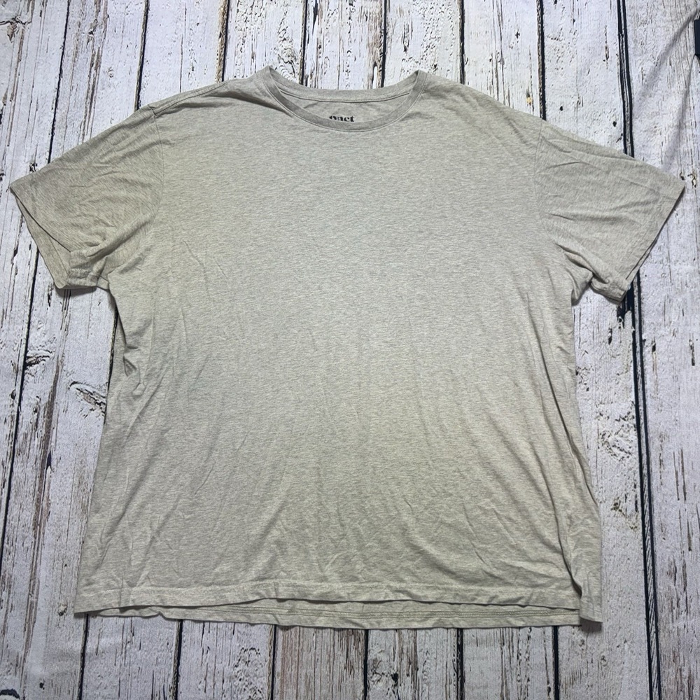 Pact Men's XL Oatmeal Beige Solid 100% Organic Cotton‎ Casual Crewneck T-shirt